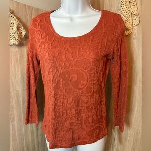 Rafael Women's Burnt Orange Textured Long Sleeve Top